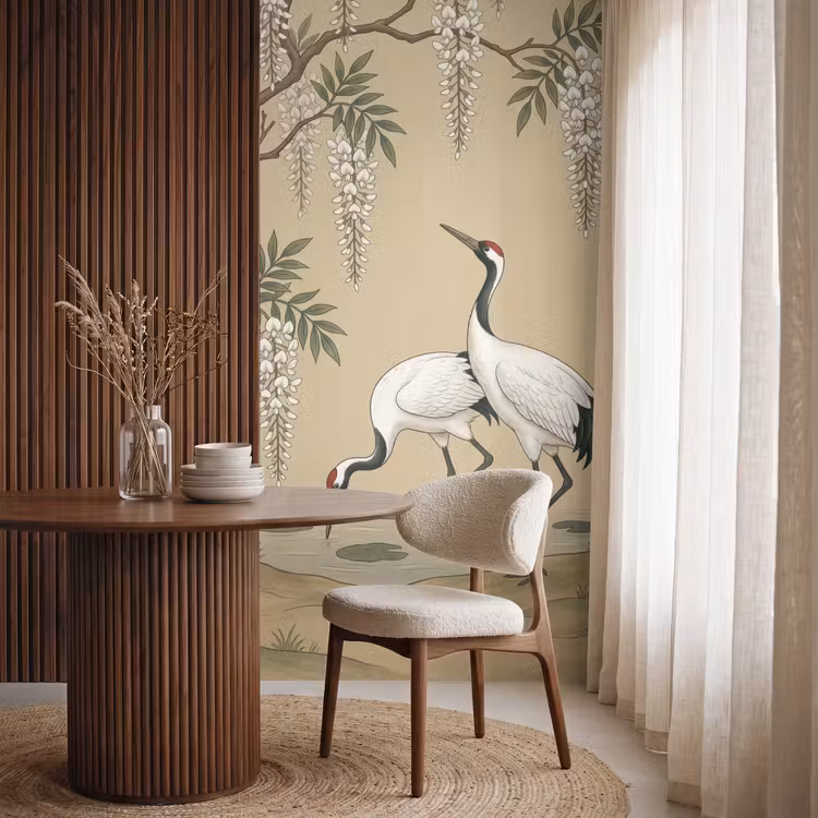 Tapete - Kranich - Wasser - Beige — 4