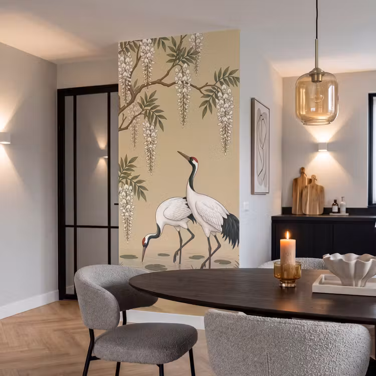 Tapete - Kranich - Wasser - Beige — 5