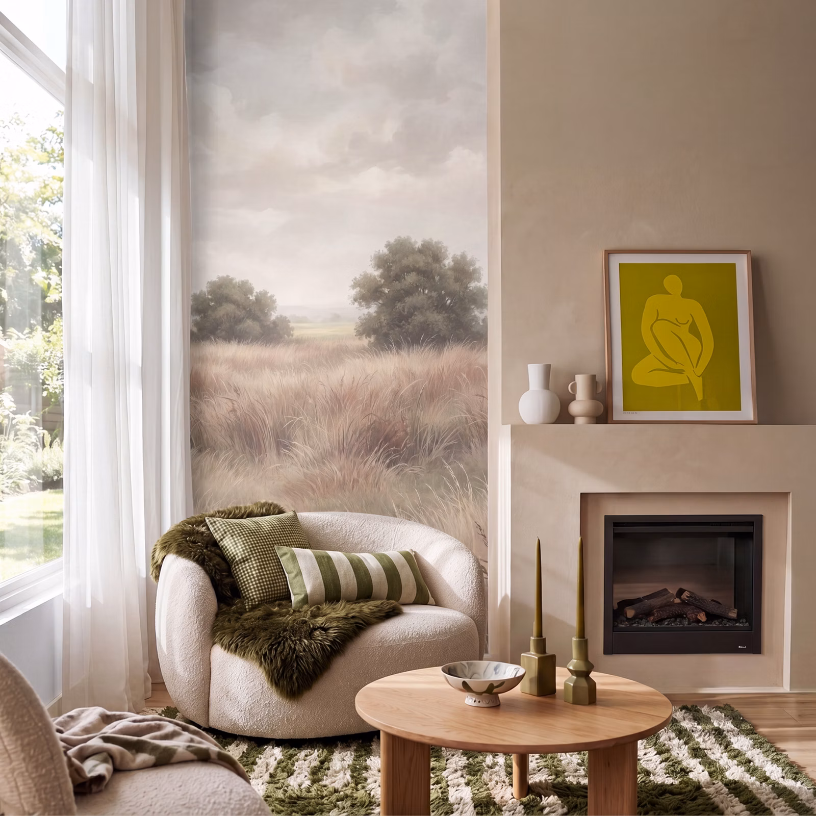 Tapete - Landschaft - Minimalistisch - Beige — 1