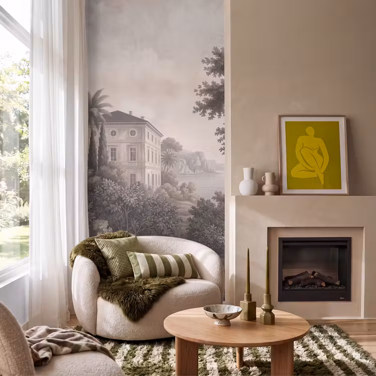 Tapete - Meer - Villa - Beige — 1