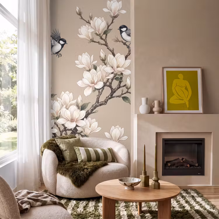 Tapete - Orientalisch - Vögel - Beige — 1