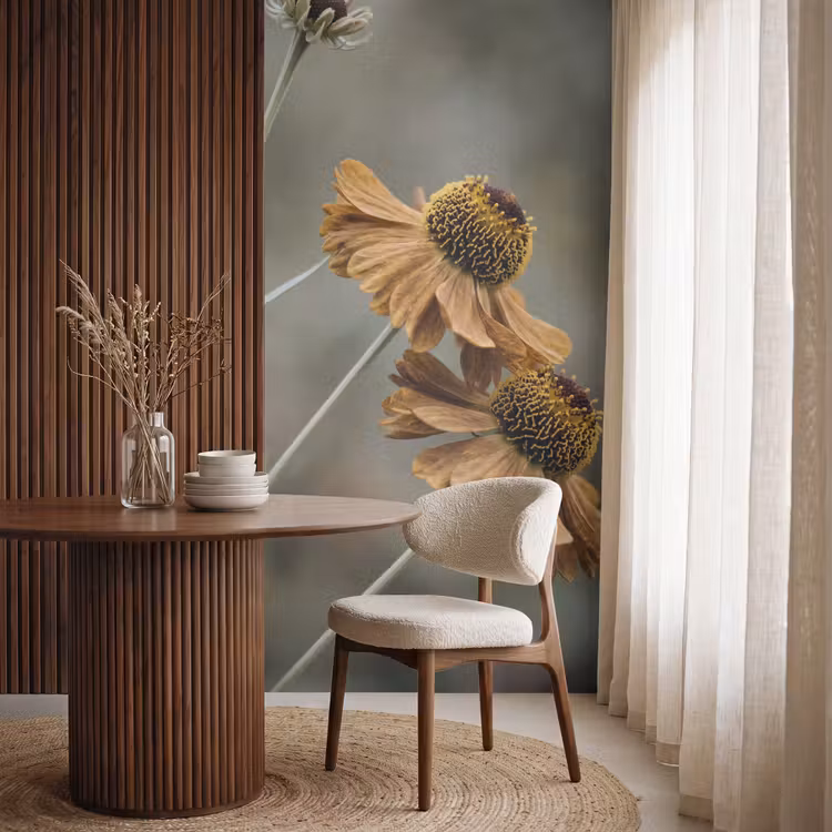 Tapete - Sonnenhut - Trockenblumen - Gelb - Warm — 4
