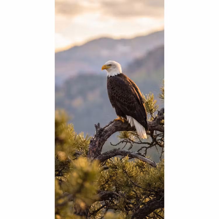 Tapete - Weißkopfseeadler - Baum - Berg - Grün — 2