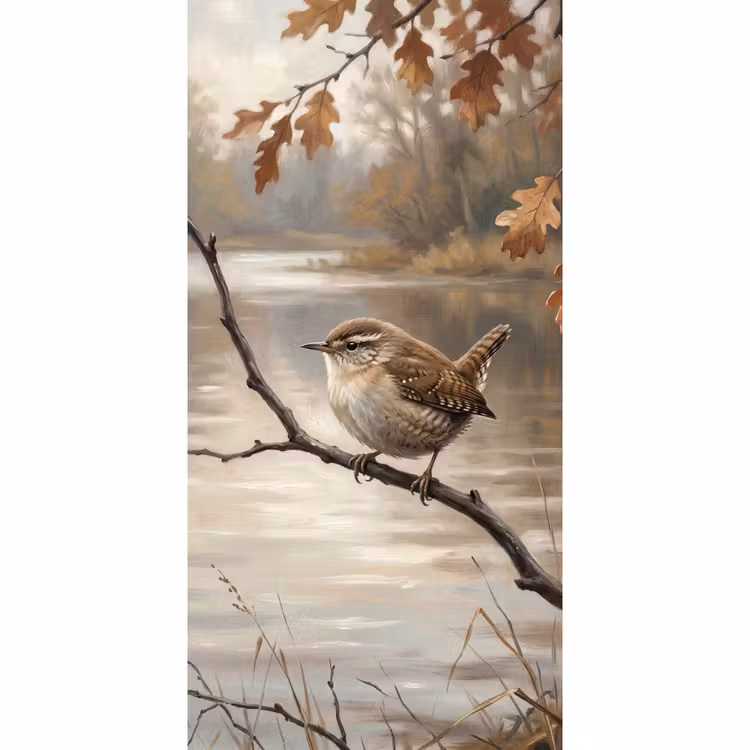 Tapete - Zaunkönig - Zweig - Fluss - Natur - Atmosphärisch — 2