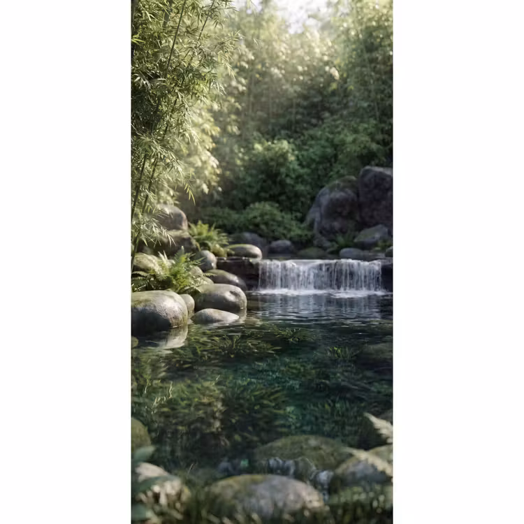 Tapete - Bach - Wasserfall - Natur - Grün — 2