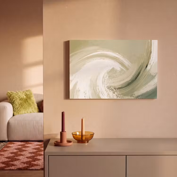 Leinwandbild - Abstrakt - Pinselstriche - Wellen - Grün — 2