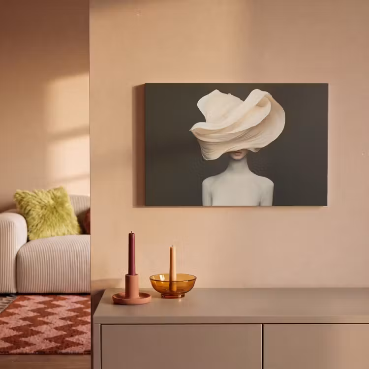Leinwandbild - Damen – Beige – Hut — 2