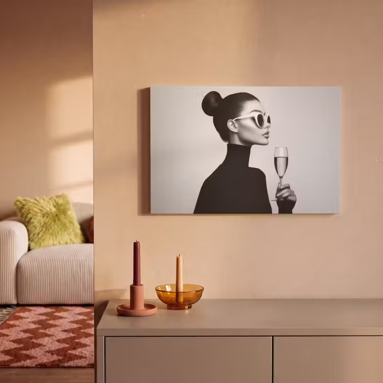 Leinwandbild - Frau - Champagner - Modern — 2