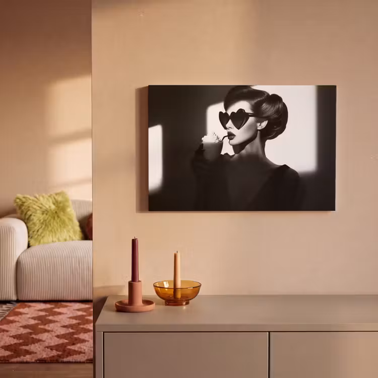 Leinwandbild - Frau - Schwarz - Herz — 2
