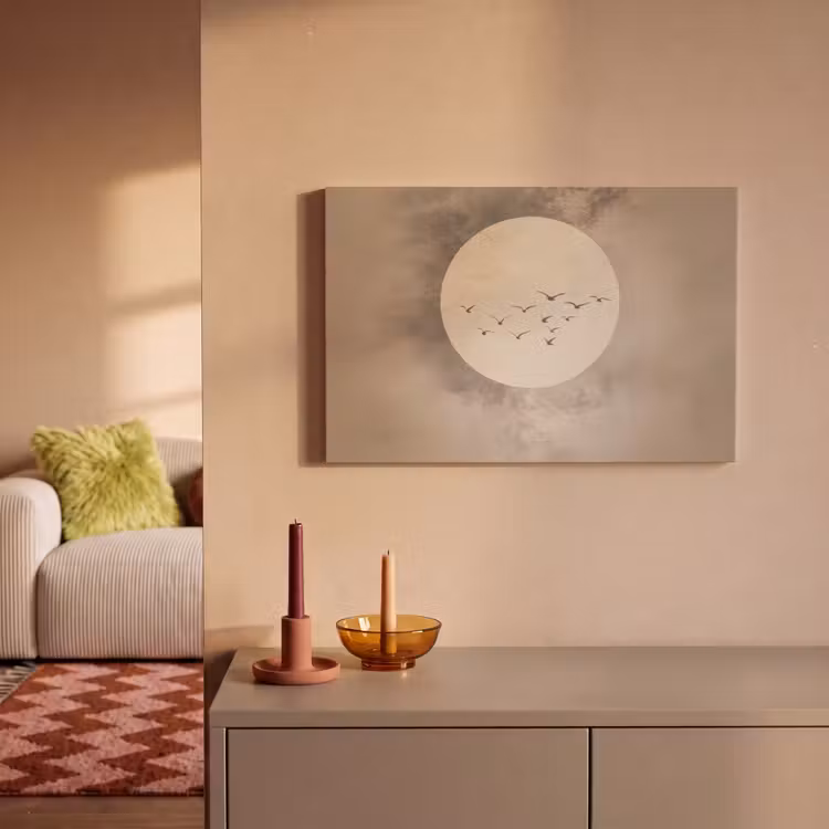 Leinwandbild - Vogel - Beige - Japanisch — 2