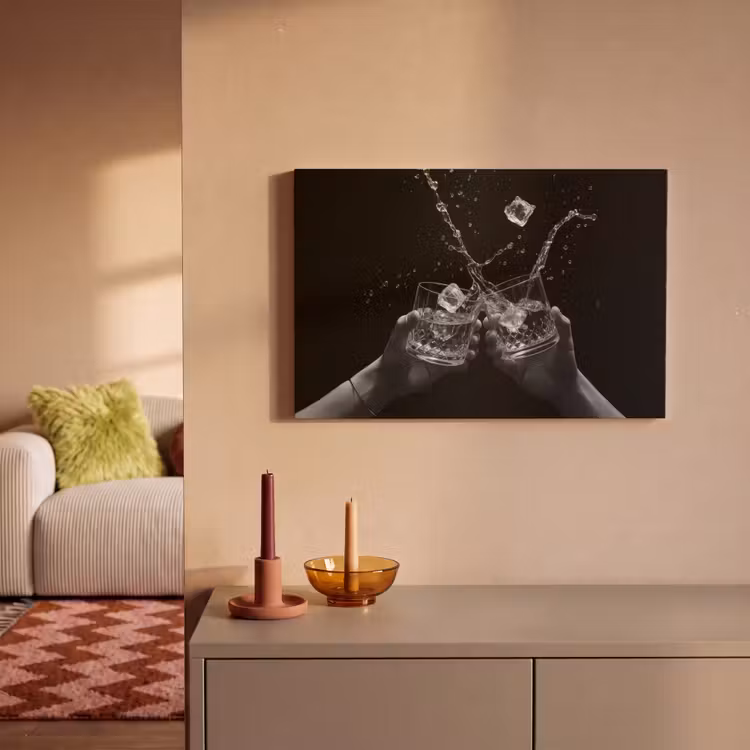 Leinwandbild - Whiskygläser - Eis - Spritzer - Schwarz — 2