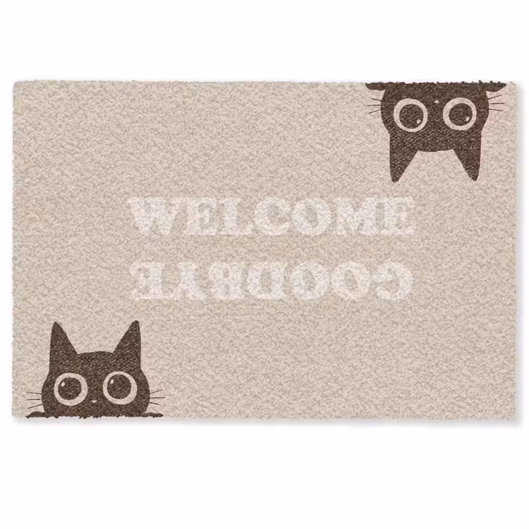 Fußmatte - Katze - Beige - Willkommen - Auf Wiedersehen — 1