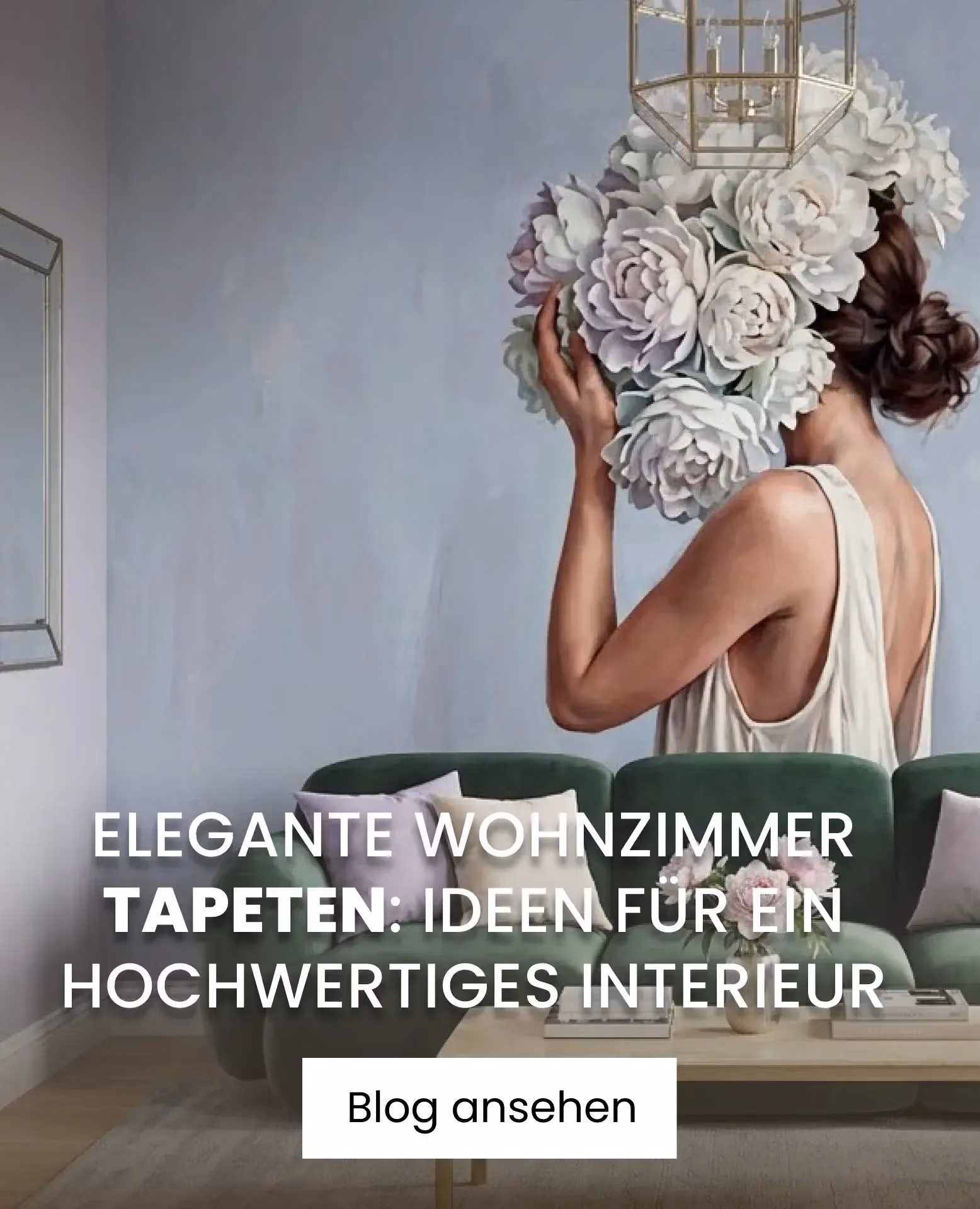 Elegante Wohnzimmerideen Frau mit Blume