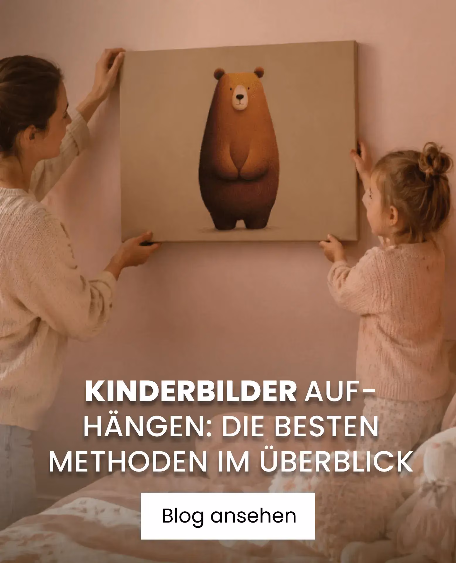 Frau mit Tochter Bild aufhängen