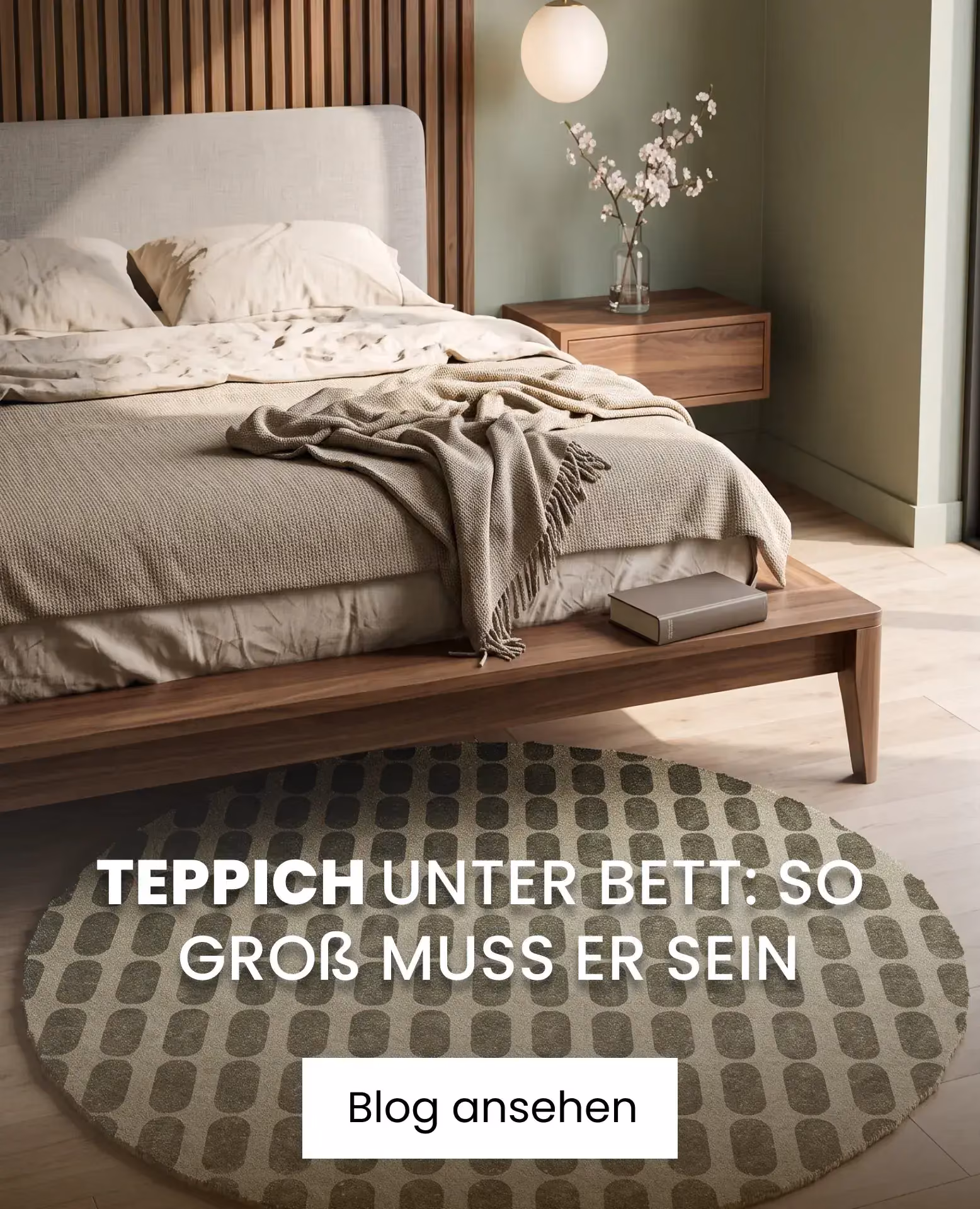 Grüner Teppich unter bett