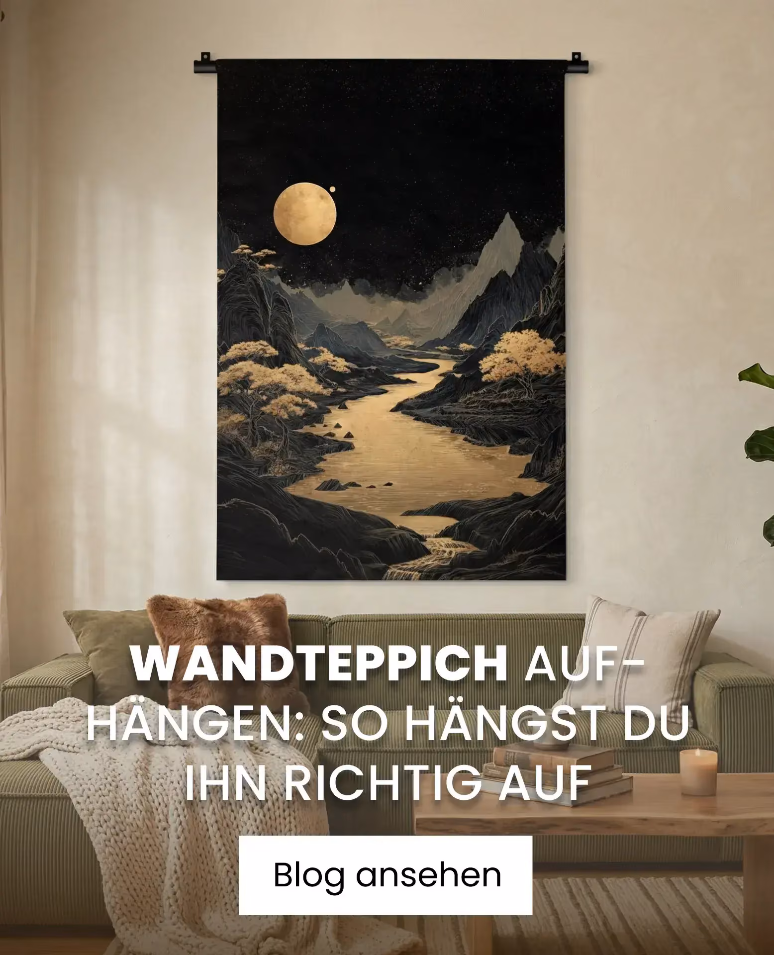 Östlicher Wandteppich im Wohnzimmer