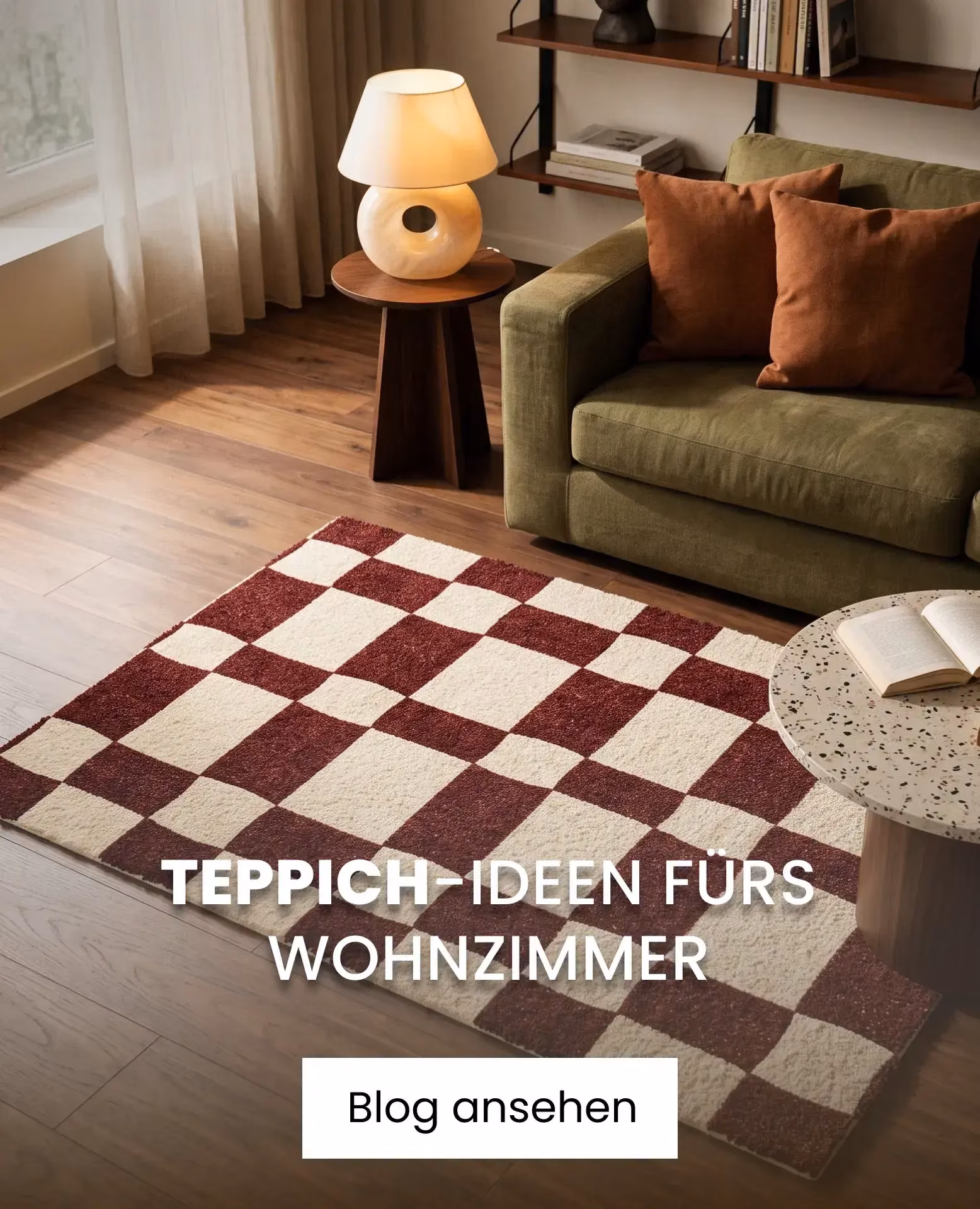 Teppich im Wohnzimmer rot-weiß
