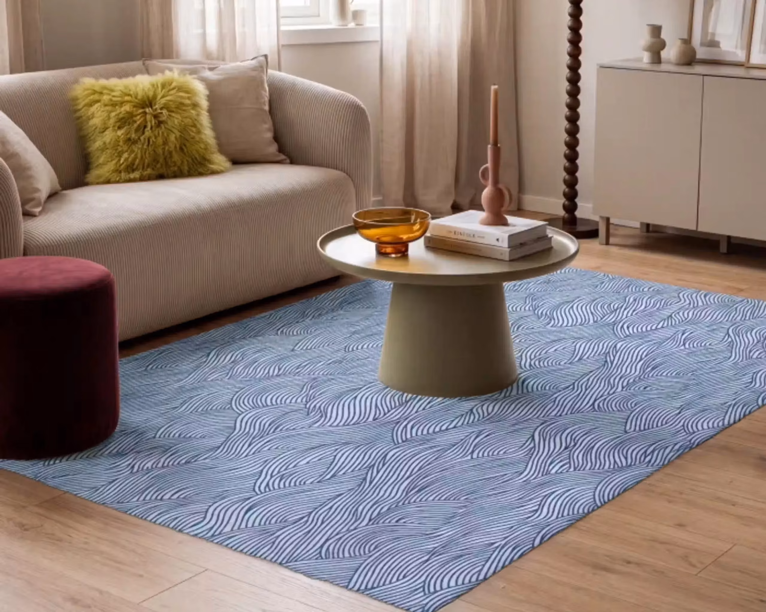 Teppich - Wellen - Rhythmisch - Blau