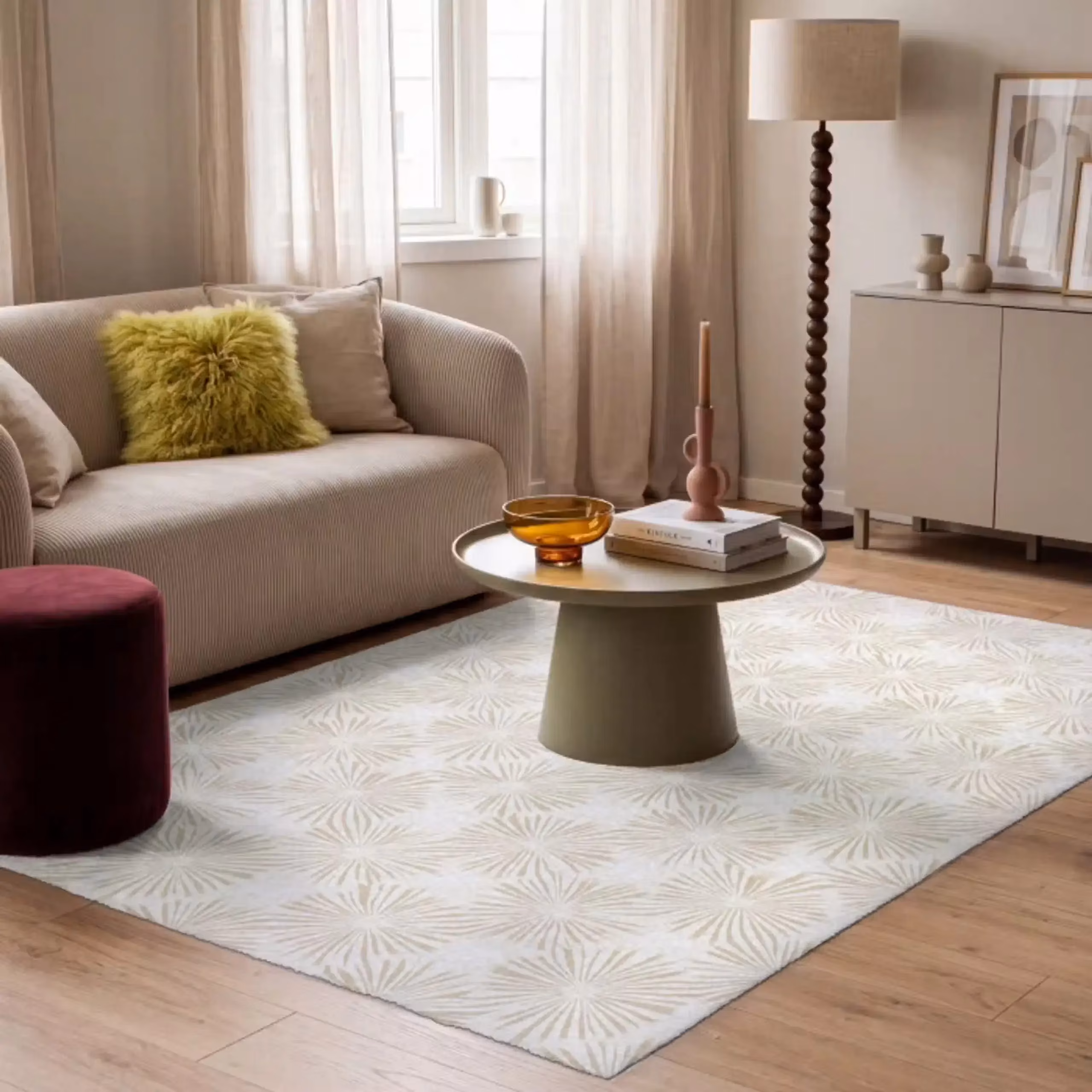 Teppich - Abstrakt - Motiv - Beige