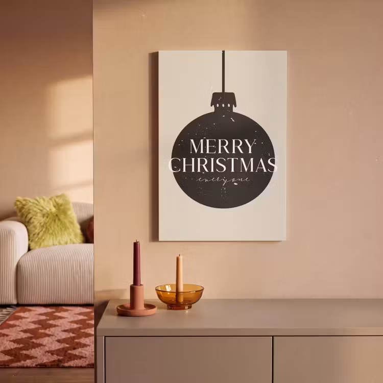 Leinwandbild - Weihnachtskugeln - Japandi - Weihnachten - Schwarze Kugeln — 2