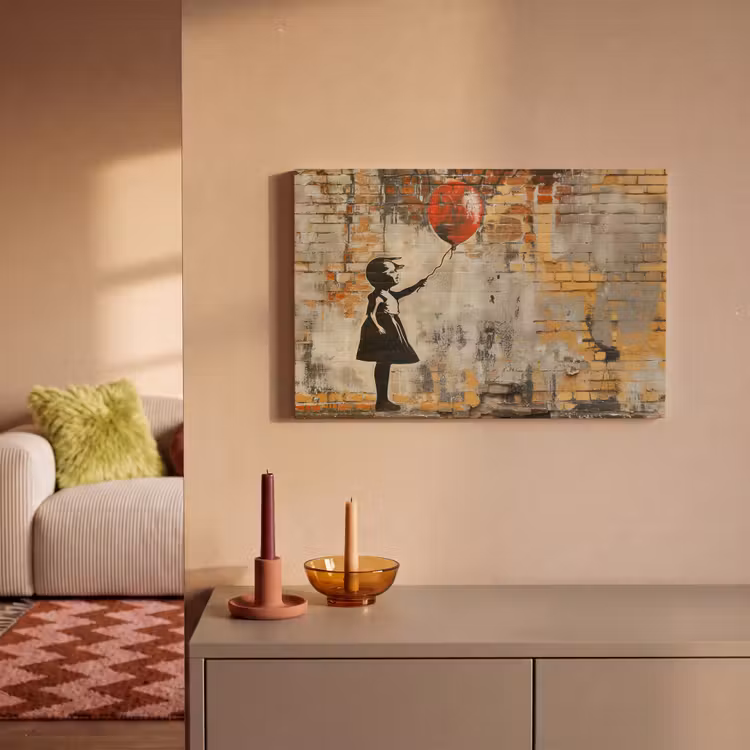 Leinwandbild - Graffiti - Banksy - Mädchen - Straßenkunst — 2