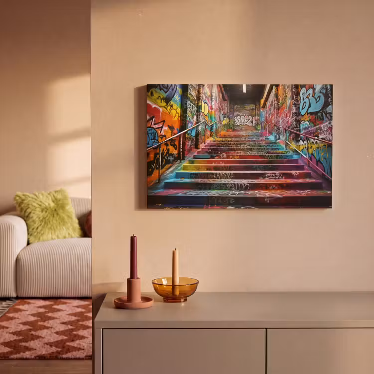 Leinwandbild - Treppe - Graffiti - Farben - Kunst — 2