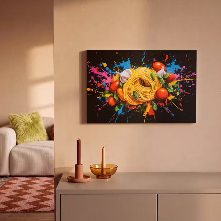 Leinwandbild - Spaghetti - Graffiti - Farbe - Bunt - Lebensmittel - Modern — 2