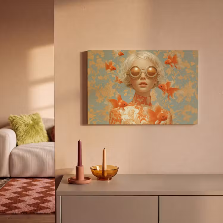 Leinwandbild - Goldfisch - Orange - Weiblich - Blond — 2