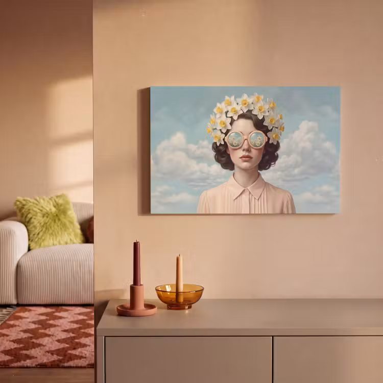 Leinwandbild - Frau - Narzissen - Gelb — 2