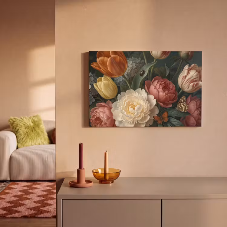 Leinwandbild - Blumen – Blumenstrauß – Natur – Klassisch – Dunkel — 2
