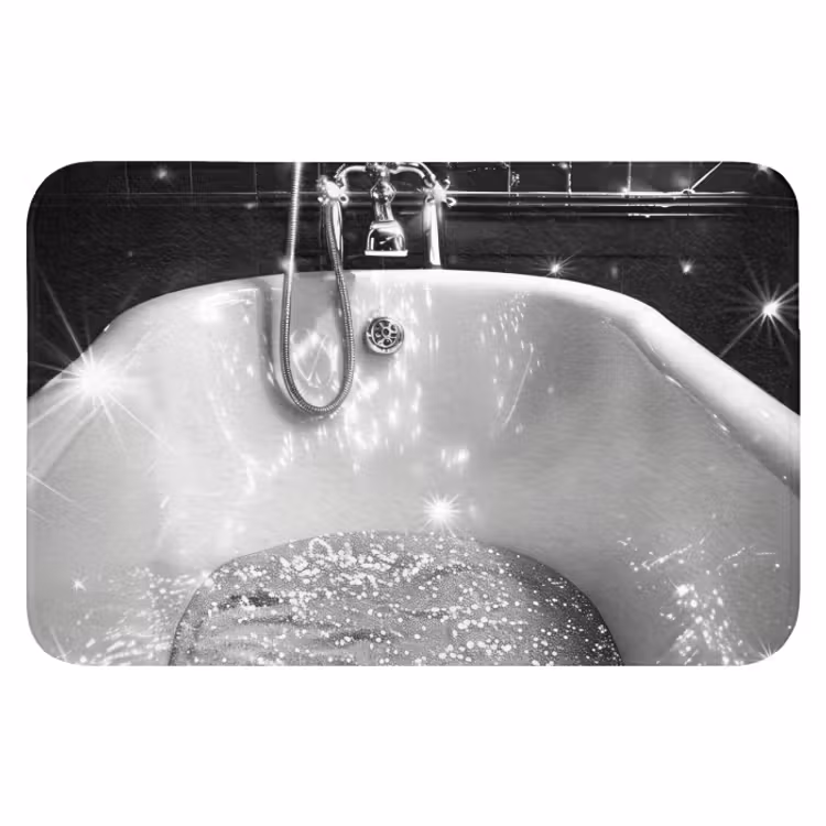 Badematte - Badewanne - Glitter - Schwarz und Weiß - Badezimmer — 1