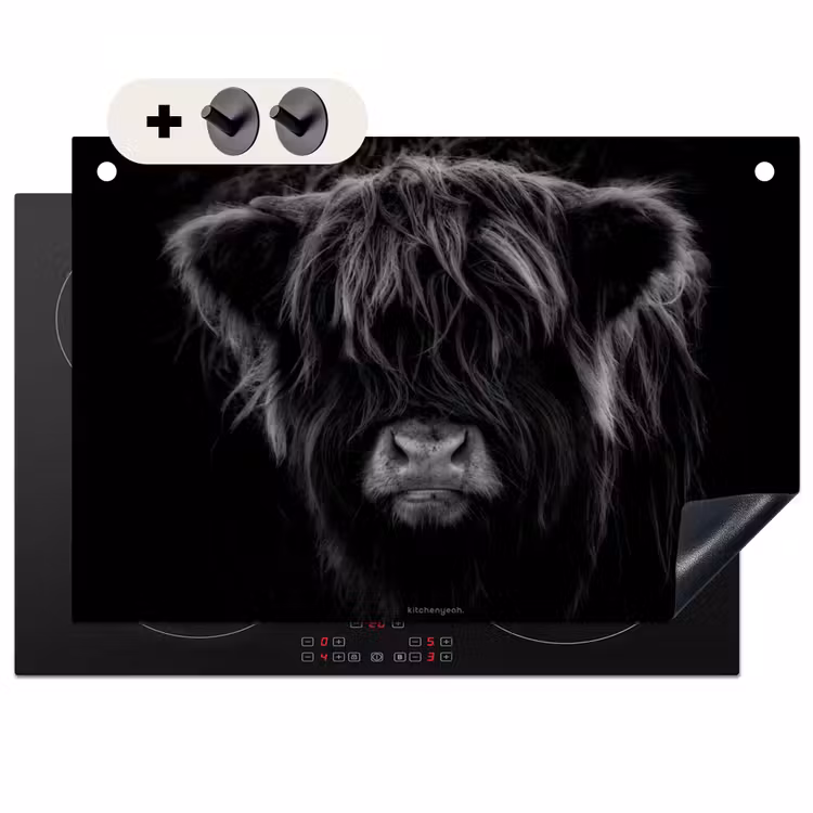 2-in-1 Herdabdeckplatte & Spritzschutz - Scotch highlander - Schwarz — 1