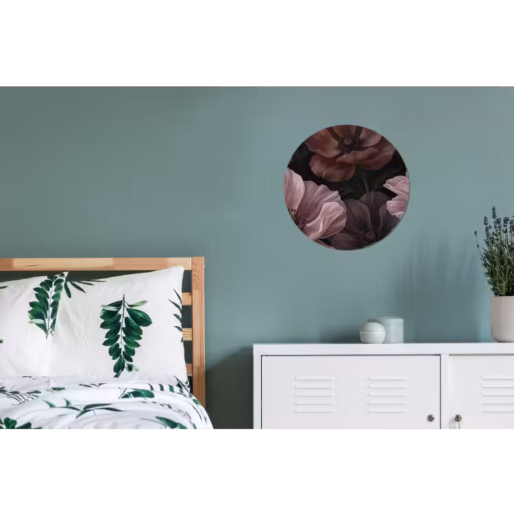Alu-Dibond-Bild Rund - Blumen – Natur – Rosa – Dunkel – Modern — 5