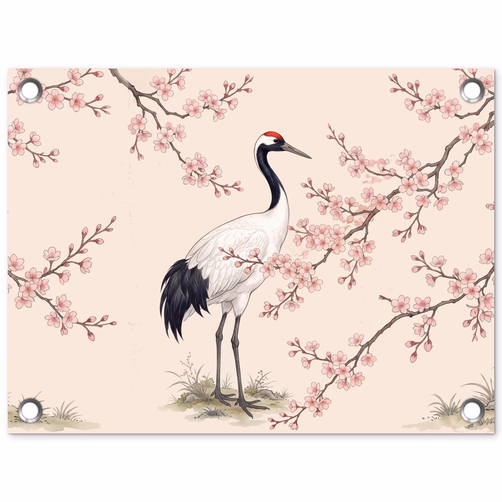 Gartenposter - Asiatisch - Kranich - Beige — 1