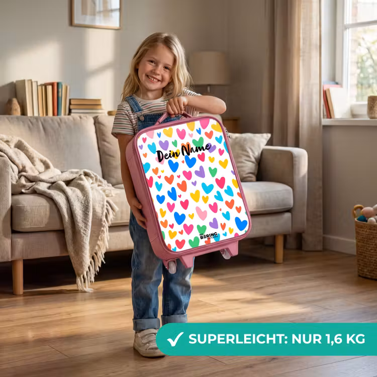 Kinderkoffer Rosa - Bunte Herzen — 2