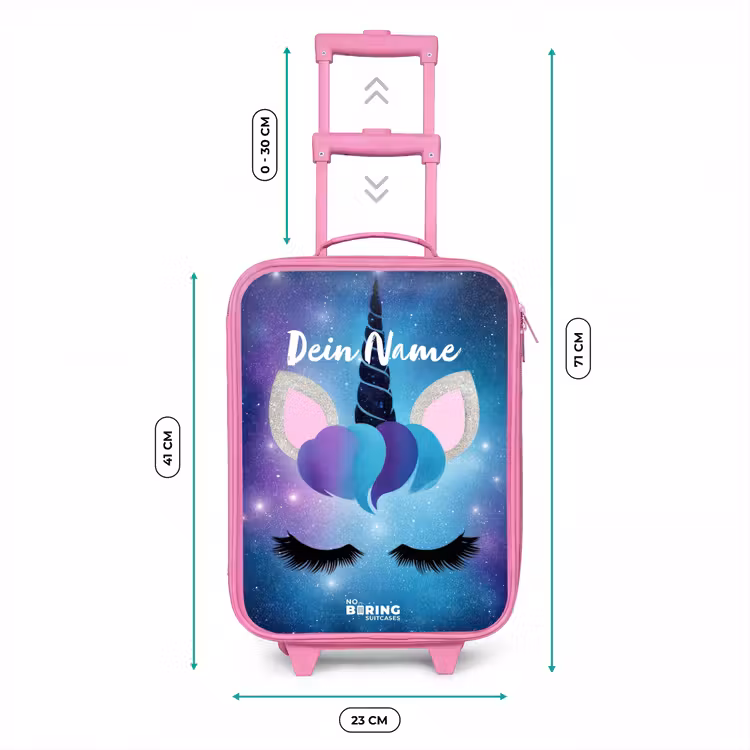 Kinderkoffer Rosa - Einhorn auf einem Sternenhimmel Hintergrund — 6