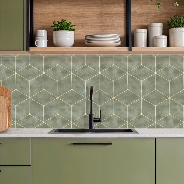 Küchenrückwand - Dezent - Geometrisch - Gold - Grün — 8
