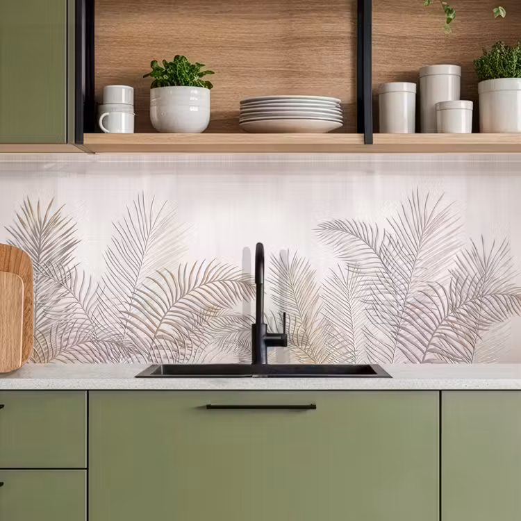 Küchenrückwand - Blätter - Beige - Botanisch - Vintage — 8