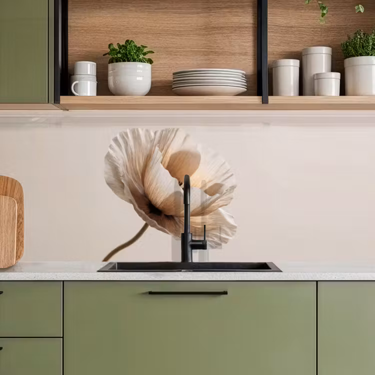 Küchenrückwand - Blume - Beige - Creme — 8