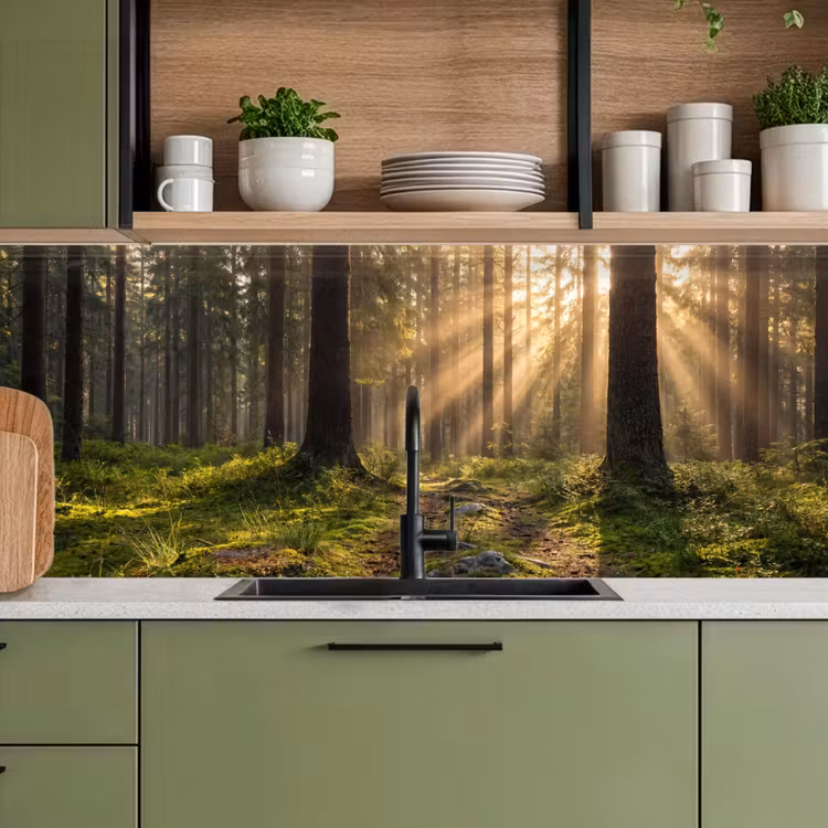 Küchenrückwand - Wald - Sonnenlicht - Gras — 8