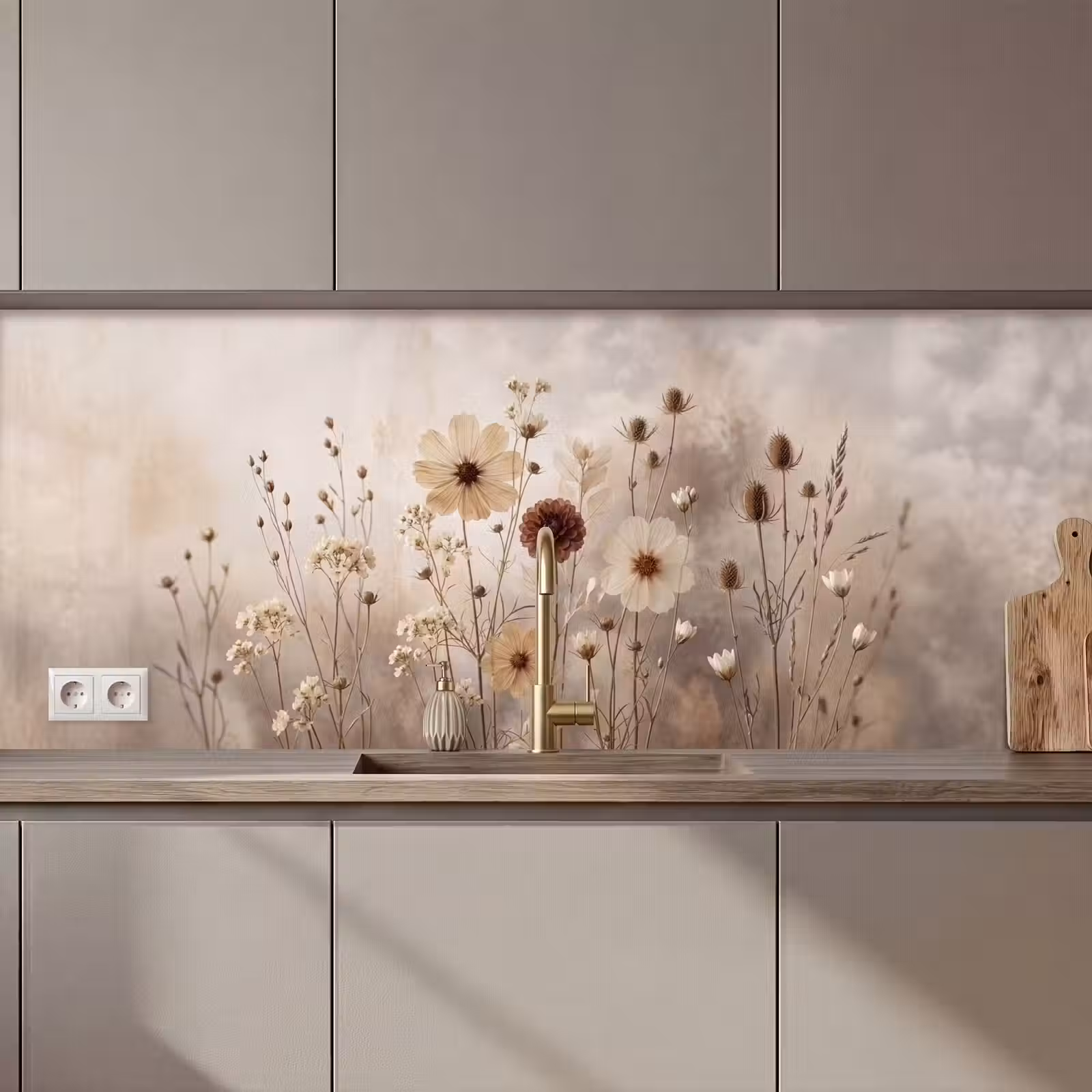 Küchenrückwand - Wilde Blumen - Botanisch - Vintage - Natur - Rustikal — 1