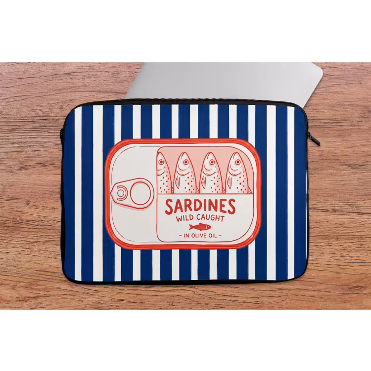Laptop hülle - Essen – Fisch – Dose – Illustration – Rot — 2