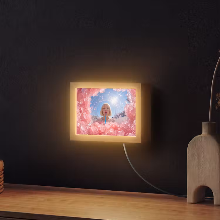 Lightbox - Wandleuchte - Frau – Getränk – Sommer – Rosa – Blau — 2