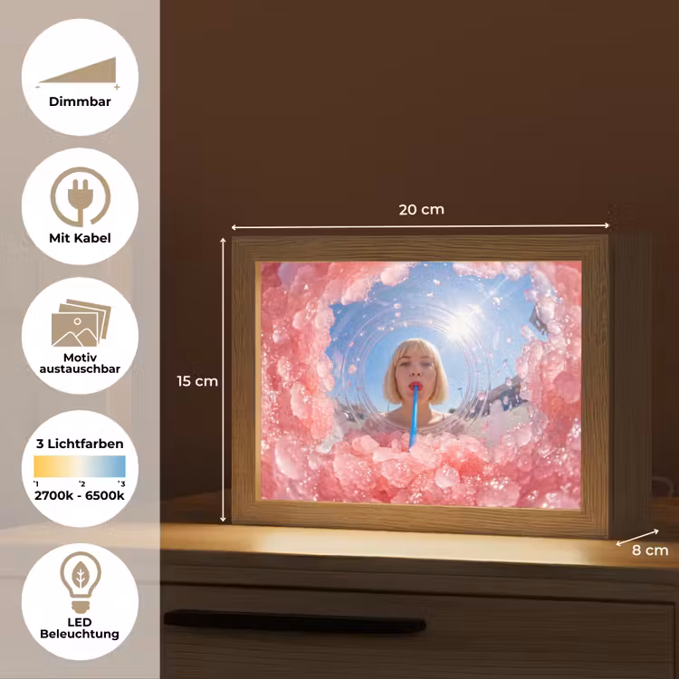 Lightbox - Wandleuchte - Frau – Getränk – Sommer – Rosa – Blau — 9