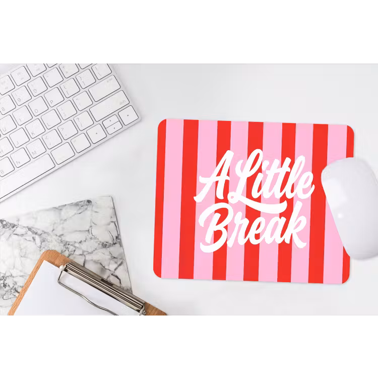 Mauspad - A Little Break – Streifen – Rot – Rosa — 2