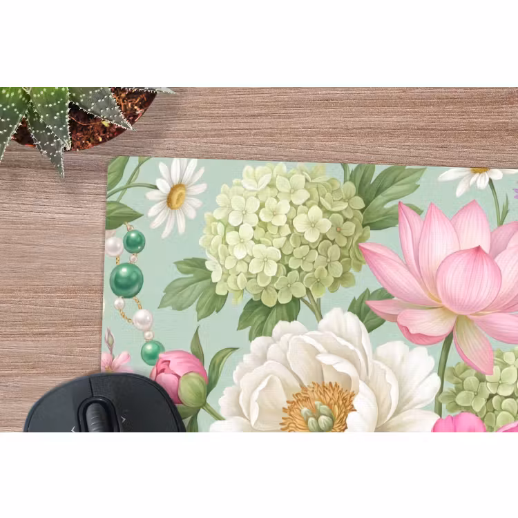 Mauspad - Blumen – Muster – Botanisch – Grün — 4