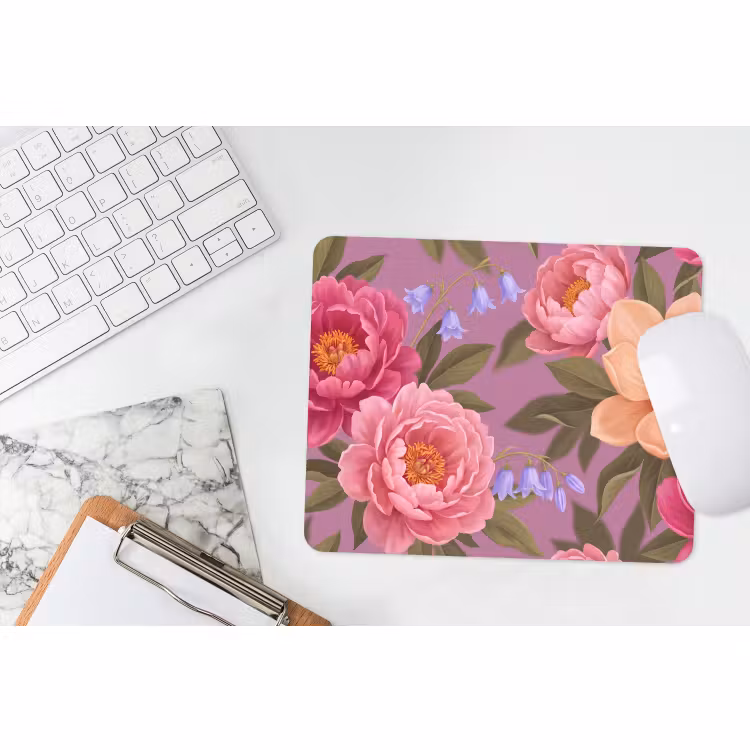 Mauspad - Blumen – Muster – Illustration – Rosa — 2