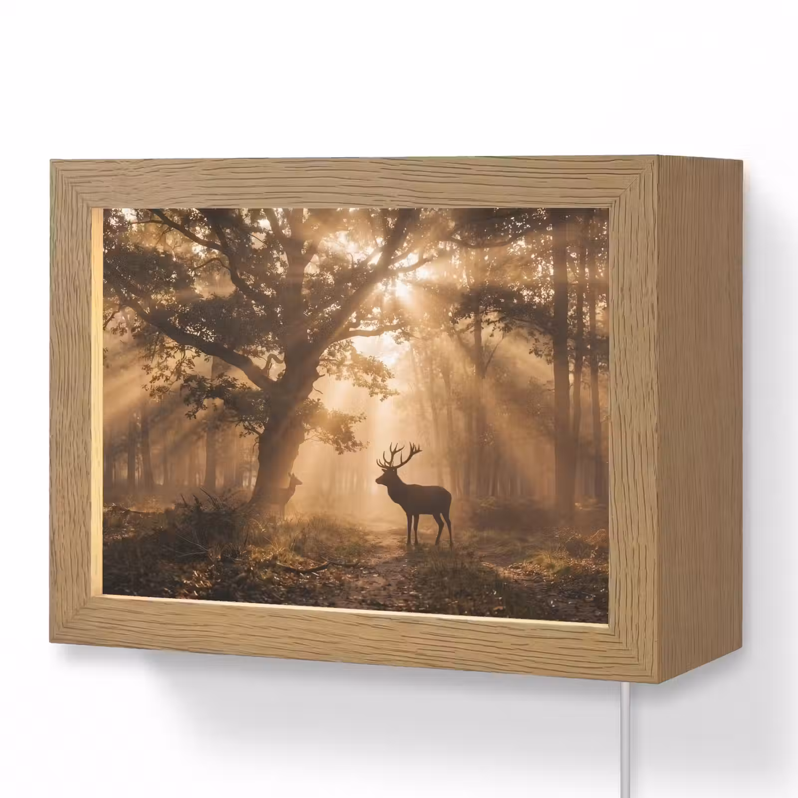 Lightbox - Wandleuchte - Hirsch - Wald - Neblig - Natur - Gold — 1