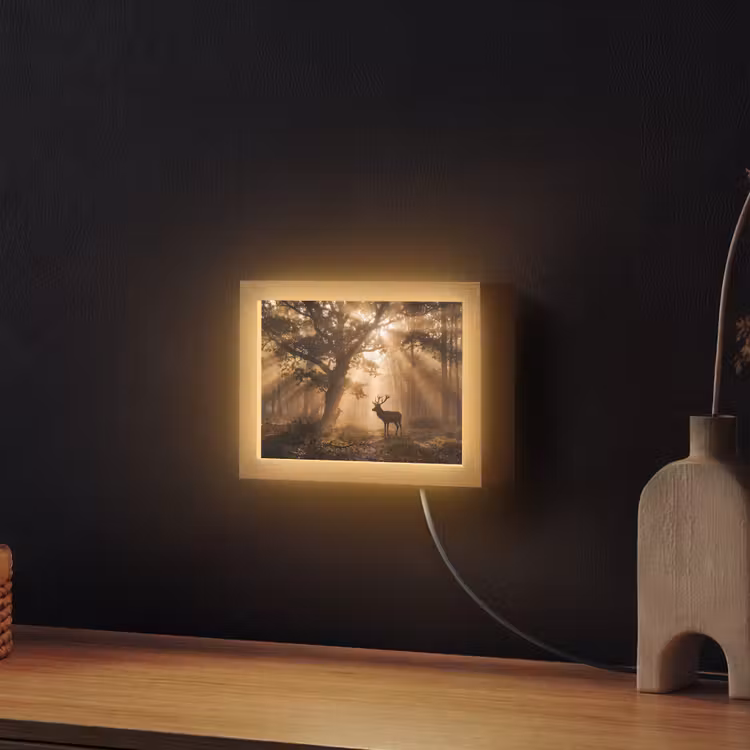 Lightbox - Wandleuchte - Hirsch - Wald - Neblig - Natur - Gold — 2