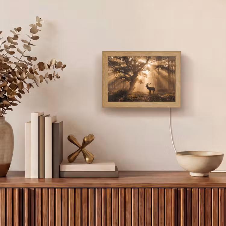 Lightbox - Wandleuchte - Hirsch - Wald - Neblig - Natur - Gold — 4